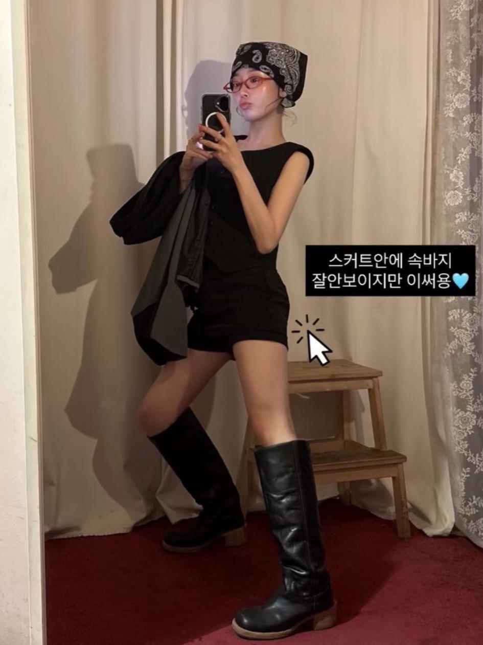 高腰迷你西裝褲裙